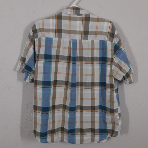 Woolrich Adult Mens L Multicolor Plaid Short Sleeve Button Up Shirt Outdoor Camp - Picture 5 of 7